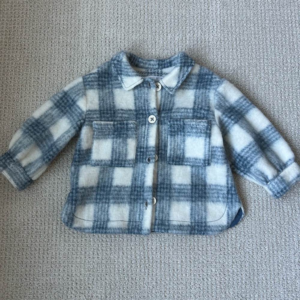 Lightly worn Zara Shacket 3-4 years blue plaid
